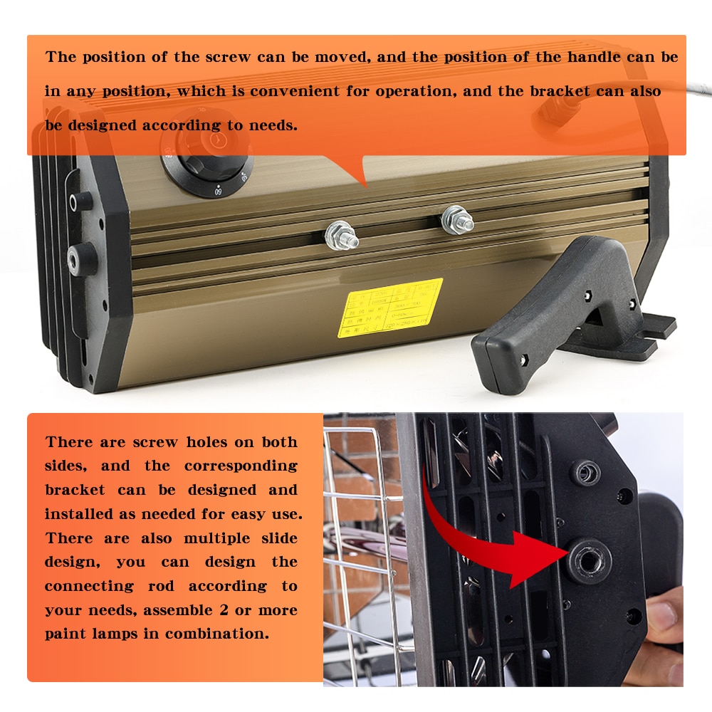 1000W Auto Verf Curing Drogen Lamp Auto Body Infrarood Verf Lamp Handheld Halogeen Heater Light Kortegolf Infrarood Lamp