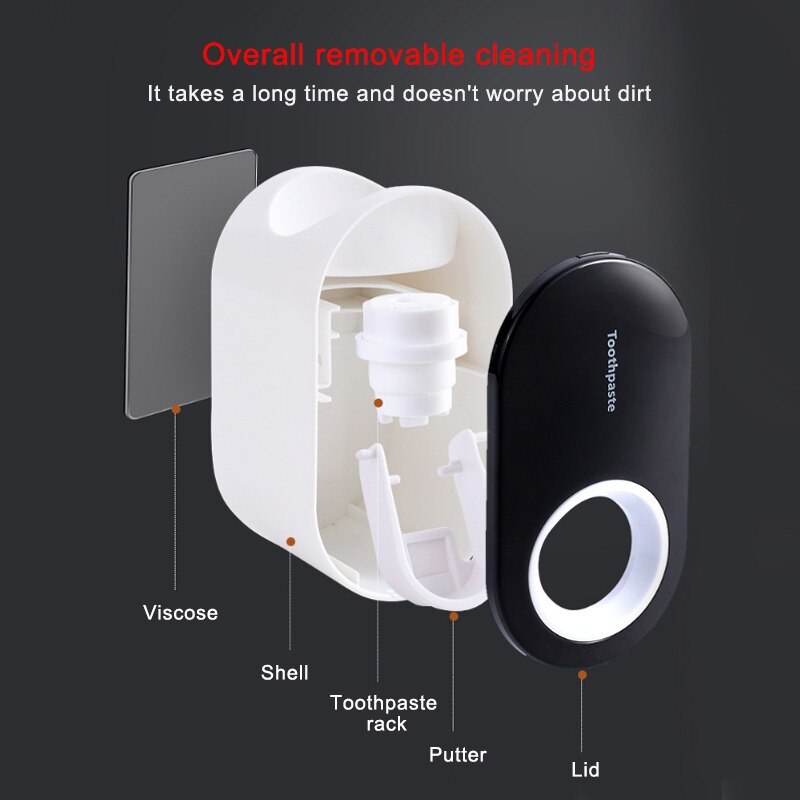 Automatic Toothpaste Dispenser Dust-proof Toothbrush Holder Wall Mount Stand Bathroom Accessories Set Toothpaste Squeezer