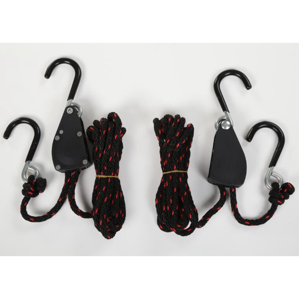2PCS Pulley Ratchets Kayak And Canoe Boat Bow And Stern Rope Lock Tie Down Strap 1/8 Inch Heavy Duty Adjustable Rope Hanger 68KG