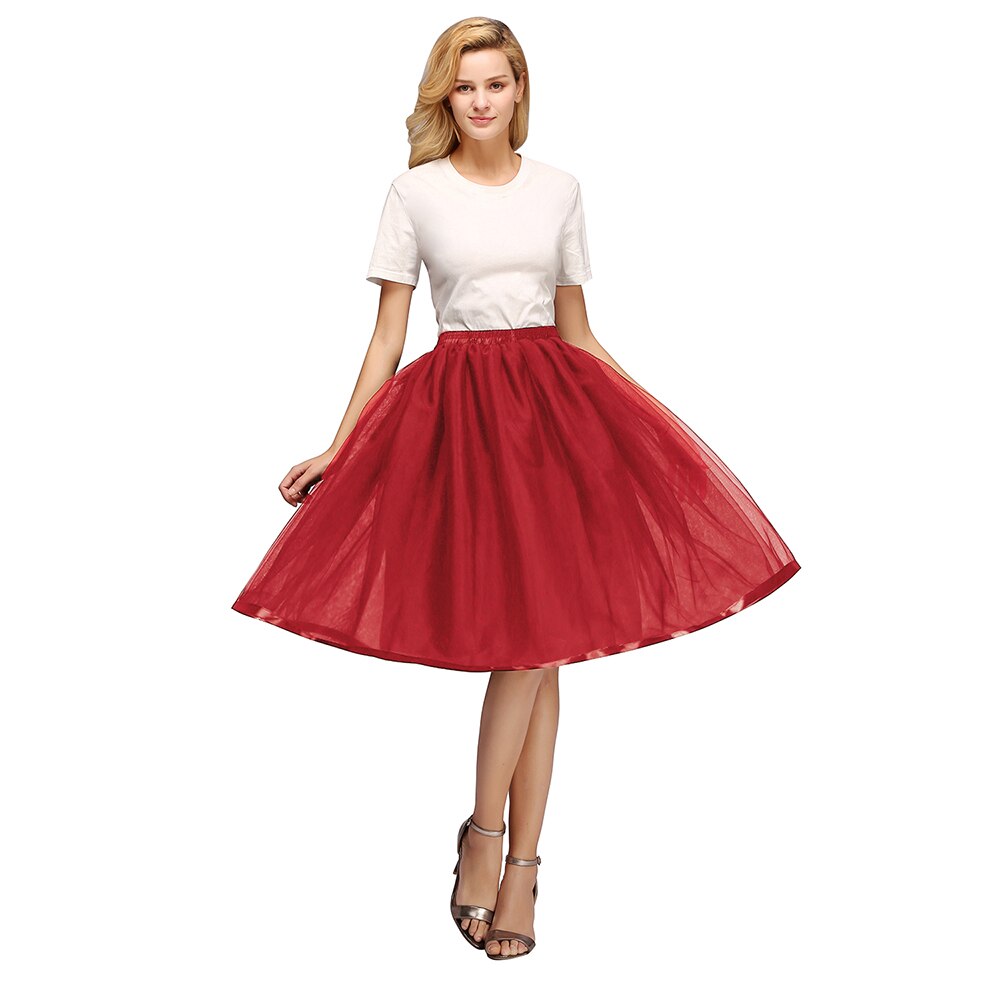Tüll Kurze Petticoat Hoopless Hochzeit Krinoline Schichten Frau Rock Unterrock Woamn Erwachsene Tutu Rockabilly Braut Zubehör: Red