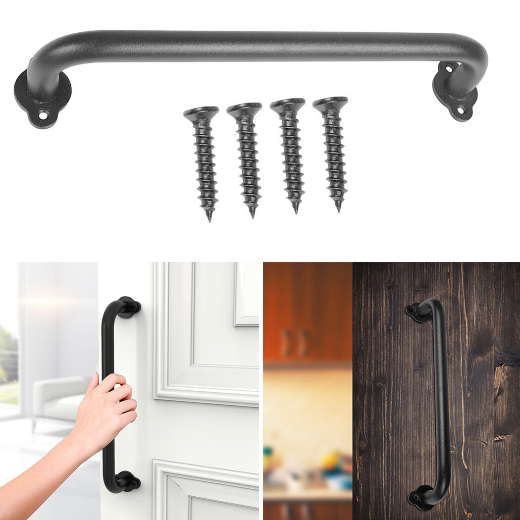 Gate Handle Hardware Iron Matte Black Cast Iron Garden Barn Door Flush