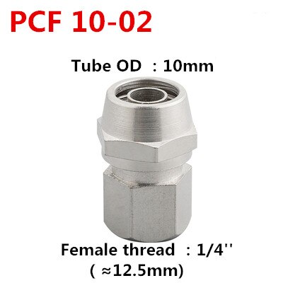 1PCS Internal Thread Straight Through Copper Material Pneumatic Screw PCF Quick Connectors Fitting Gas Hose One Touch Push Into: 10-02