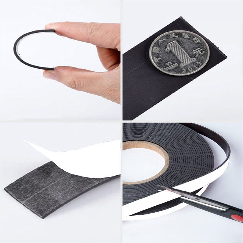 Cinta magnética de goma de 1/5/10 metros, cintas magnéticas autoadhesivas, cinta de rayas magnéticas Flexible para refrigerador para carteles fotográficos