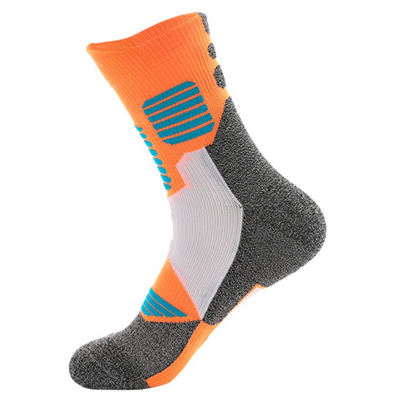 Professionele Mannen Sport Running Sokken Zweet Dikke Handdoek Bodem Wandelen Basketbal Outdoor Gym Fitness Sport Compressie Sokken: Orange