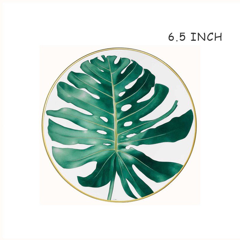 Bone China Ronde Plaat Creatieve Bos Dessert Serie Set Bladeren, Bloemen, restaurant En Thuisgebruik Koffie Set En Kom: N