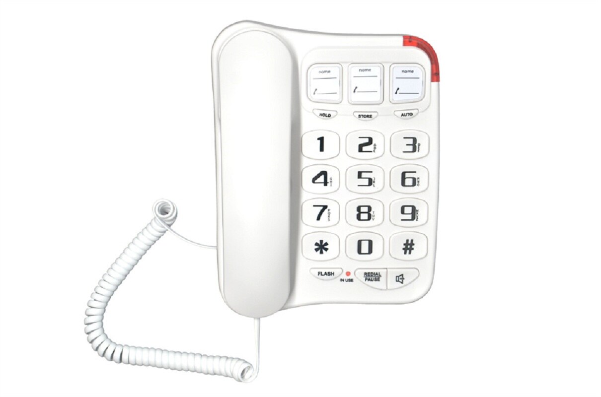 Landline Phones Loud Ringtone Fixe Landline Home Phone for Elderly Low Visio Group Amplified Big Button: White