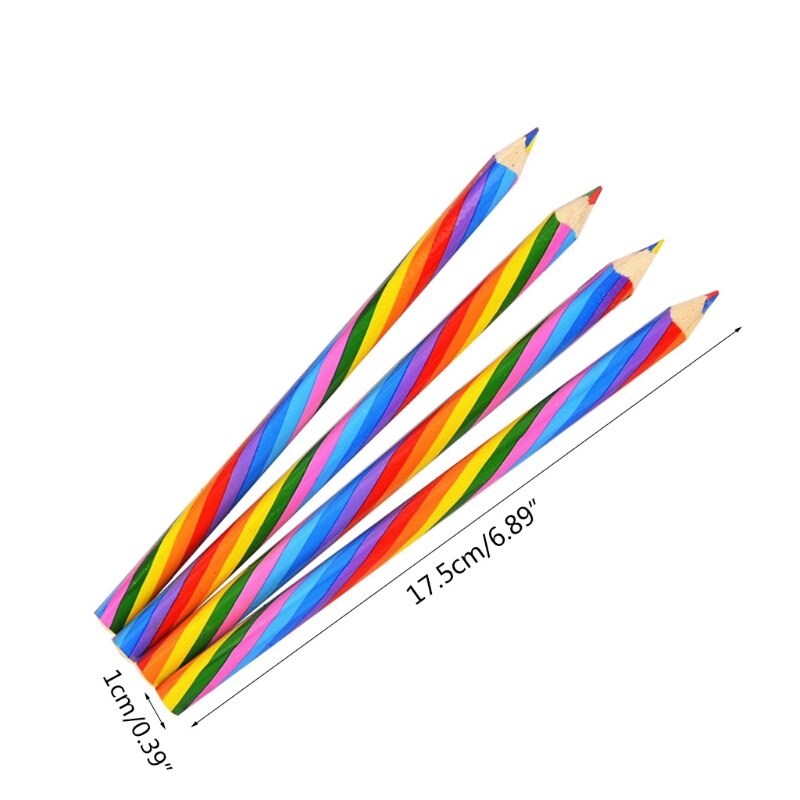 4 stk premie regnbue fargeblyanter sett til låve assorterte farger til tegning fargelegging skissere blyanter til dr  x3ue