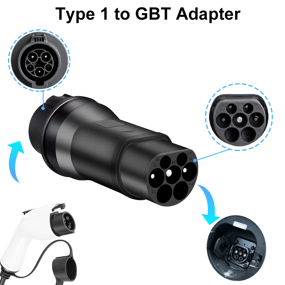 Typ 1 auf Typ 2 Adapter Elektrofahrzeug-Ladegerät Typ 2 auf Typ 1 AC-Adapter GB/T EVSE Ladewandler für Elektroautos