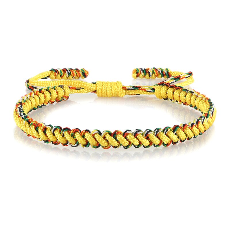 Bracelet bouddhiste tibétain Original réglable à la main porte-bonheur breloques femmes fil Bracelets et Bracelets pour hommes Couples bijoux: yellow-1