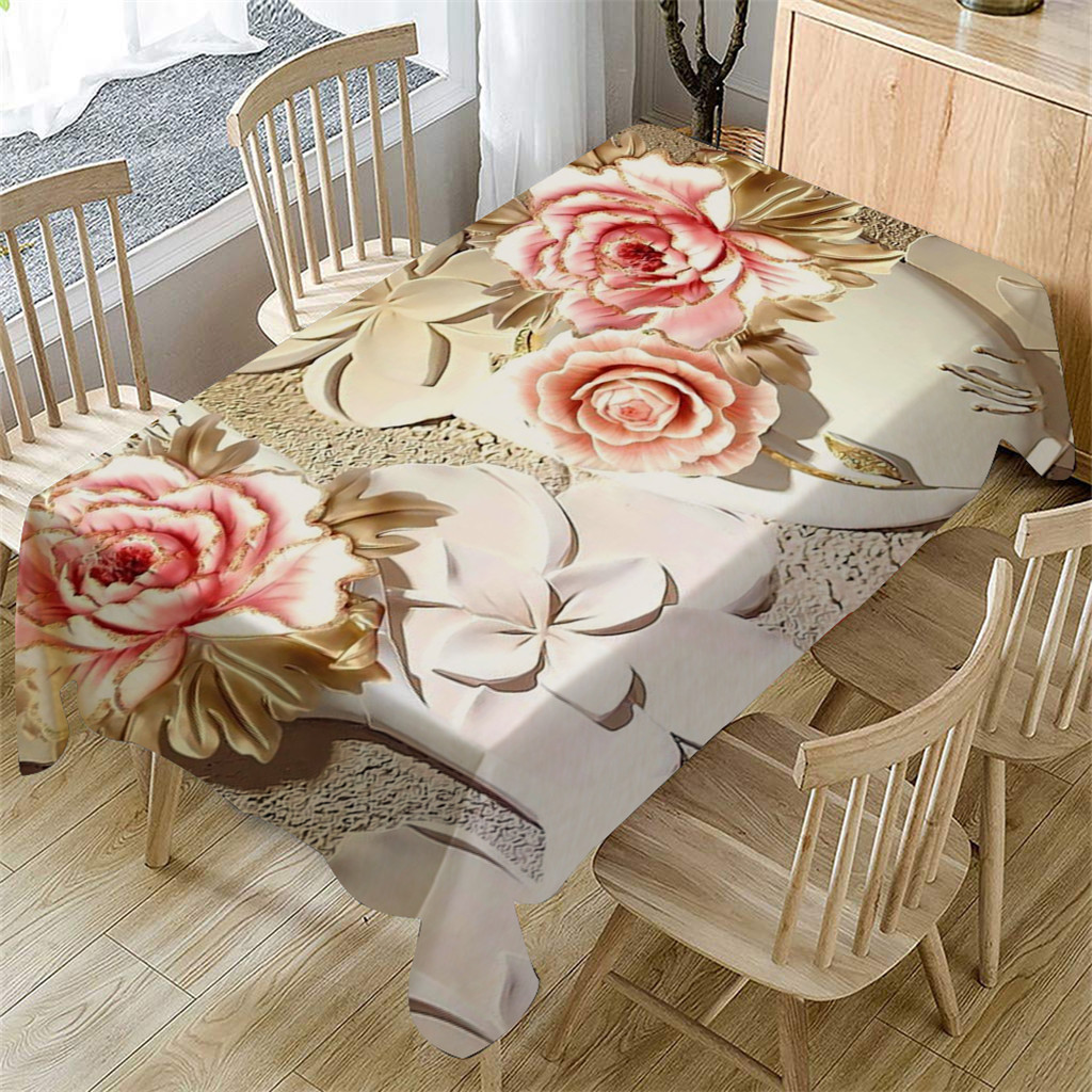 Duge 3d blomster duge vaskbar rektangulær te borddækning spisestue hjem indretning køkken spisebord klud  #lr3: B