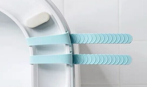 2 stk toilet låg sæde dæksel løfter løftehåndtag stick undgå at røre undgå at røre silikone toilet sæde løfter håndtag badeværelse: Blå