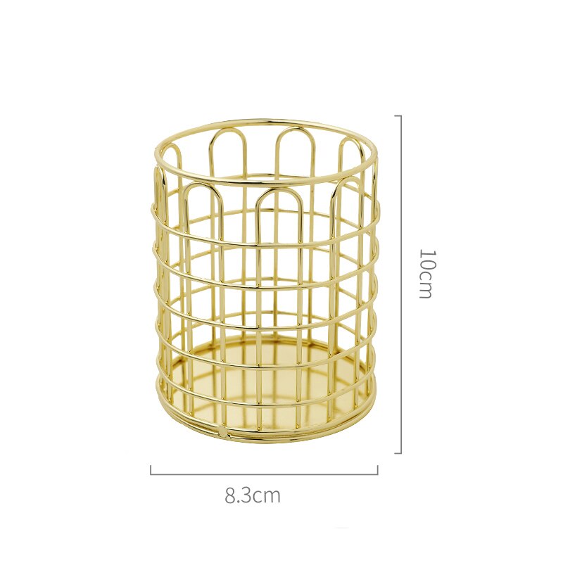 Unique Pen Pencil Holder Makeup Brush Holder Desktop Office Stationery Organizer Cosmetic Brush Storage: u Gold