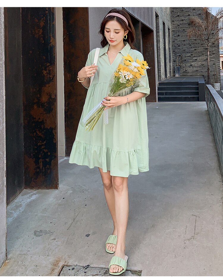 Korean style loose maternity dress short sleeve tu...  Grandado
