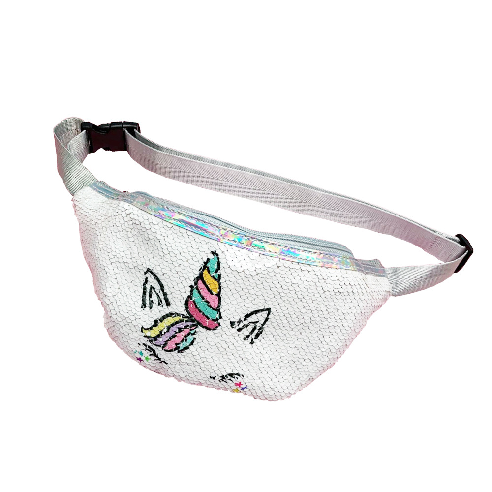 Sequin taille sac femmes bande dessinée Fanny Pack enfants filles téléphone poitrine sac portefeuille ceinture sac mignon taille Packs: white