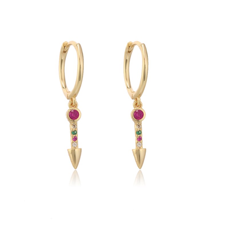 Goud Zilver Kleur Kleurrijke Regenboog Cz Liefde Earring Voor Vrouwen Mode-sieraden Voor Europese Piercing Hoop Earring Pendientes: W0126-Y