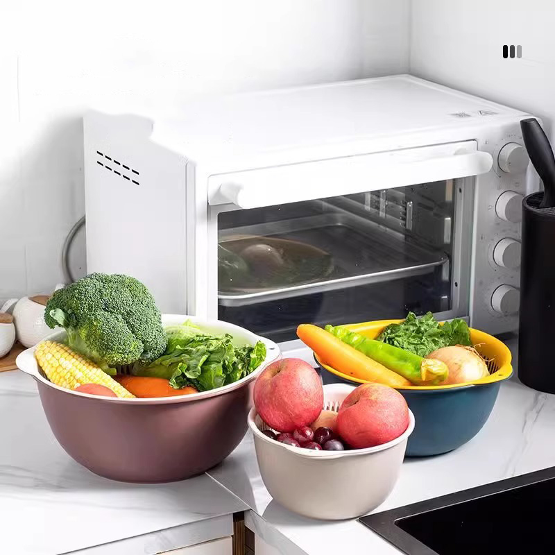 6PCS Kitchen Sink Vegetable Drainer Fruit Basket for Multifunctional 3 Size Stackable Washing Basin Vegetable Drain Basket Basin