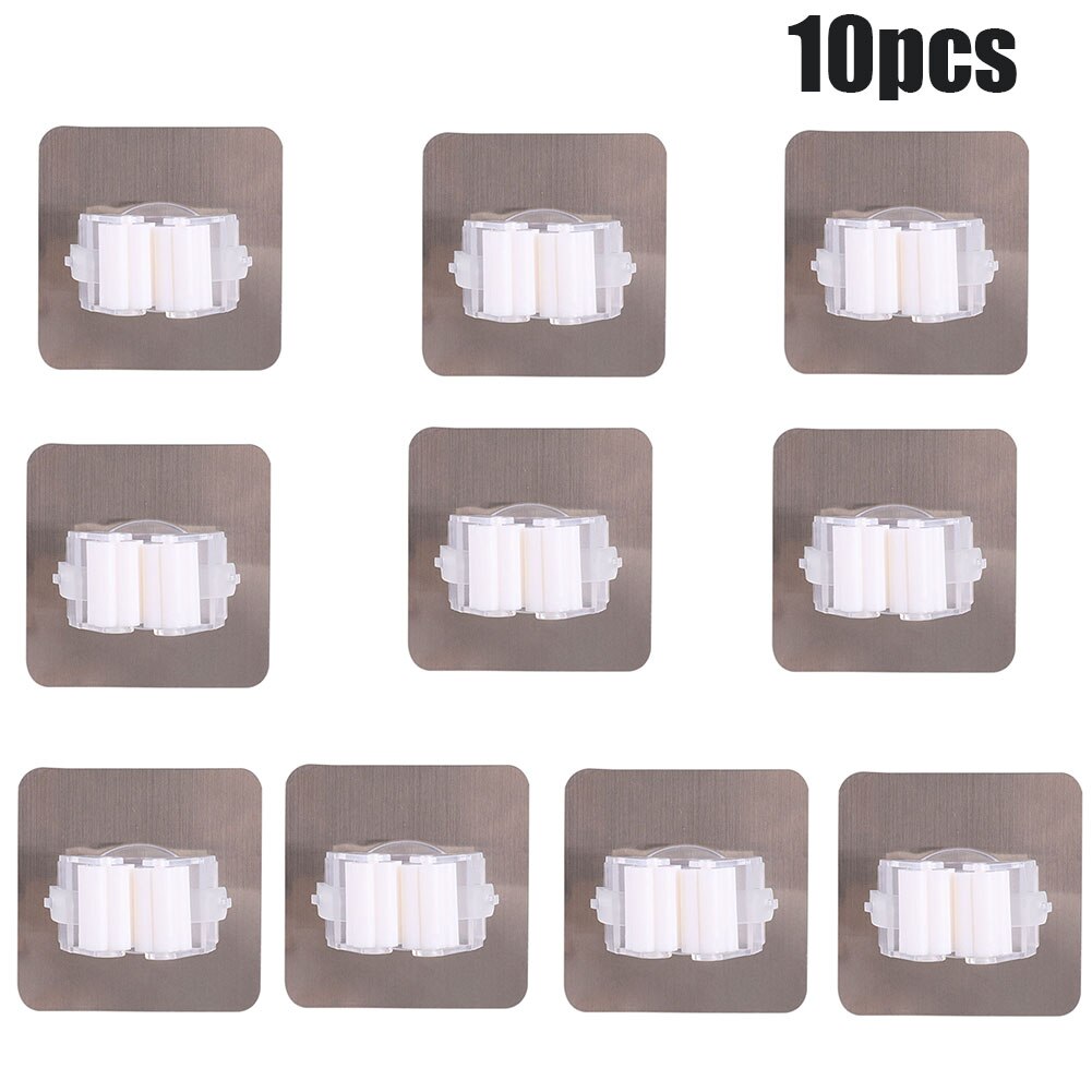 Multifunctionele Haken Mop Houder Wandmontage Organizer, borstel Bezem Hanger Haak Keuken Badkamer Waterdichte Wand Haak Self-Adhesiv: 10pcs White Hooks