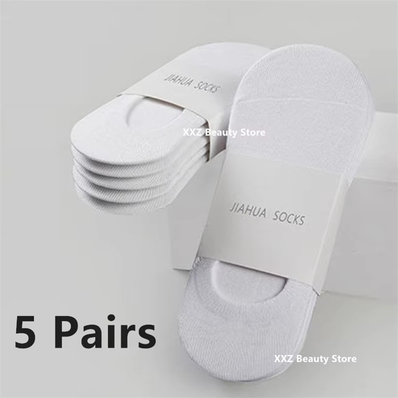 1/5/10/20 pares de calcetines náuticos de verano y otoño para hombres y mujeres, calcetines invisibles de algodón de silicona antideslizantes, calcetines tobilleros para hombre, zapatillas: Verde hierba