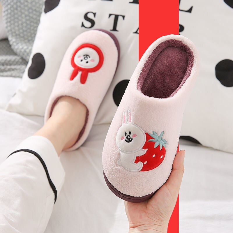 Xiaomi Mijia Non-slip Winter Slippers Home Men Women Warm Floor Shoes Cotton Ladies Indoor Slippers Cute Couple Plush Slipper: pink 38-39