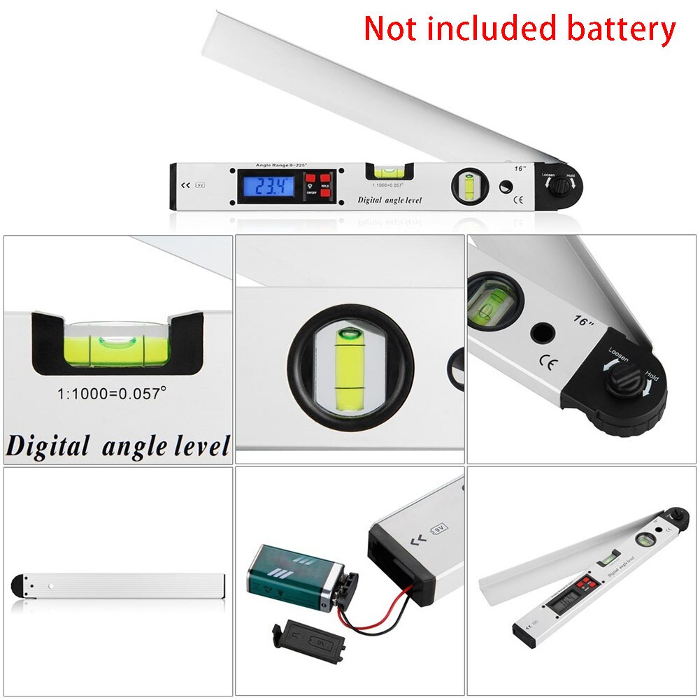 400mm Slope Tool Angle Level Digital Goniometer Measuring LCD Display Battery Powered Accurate With Magnetic Base