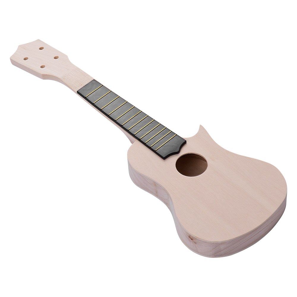 21 Inch Unfinished DIY Ukulele Ukelele Uke Kit Composite Board Body Basswood Neck Plastic Fingerboard Bridge Nylon Strings