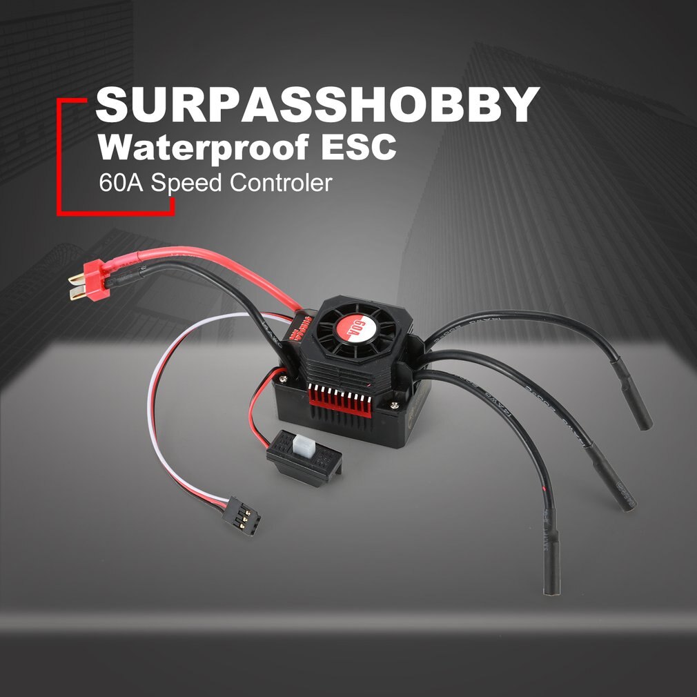 Surpasshobby Kk 60A Waterdichte Sensorless Brushless Speed Controler 2-3S Esc Voor 1:10 Rc Model Auto Onderdelen