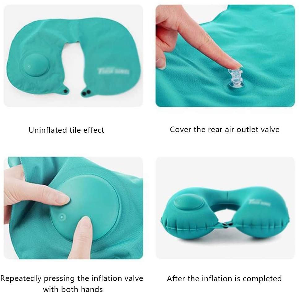 U-Shape Automatic Press Inflatable Travel Pillow Neck Pillow Inflatable Pillows Neck Cushion Travel Headrest Folding Portable