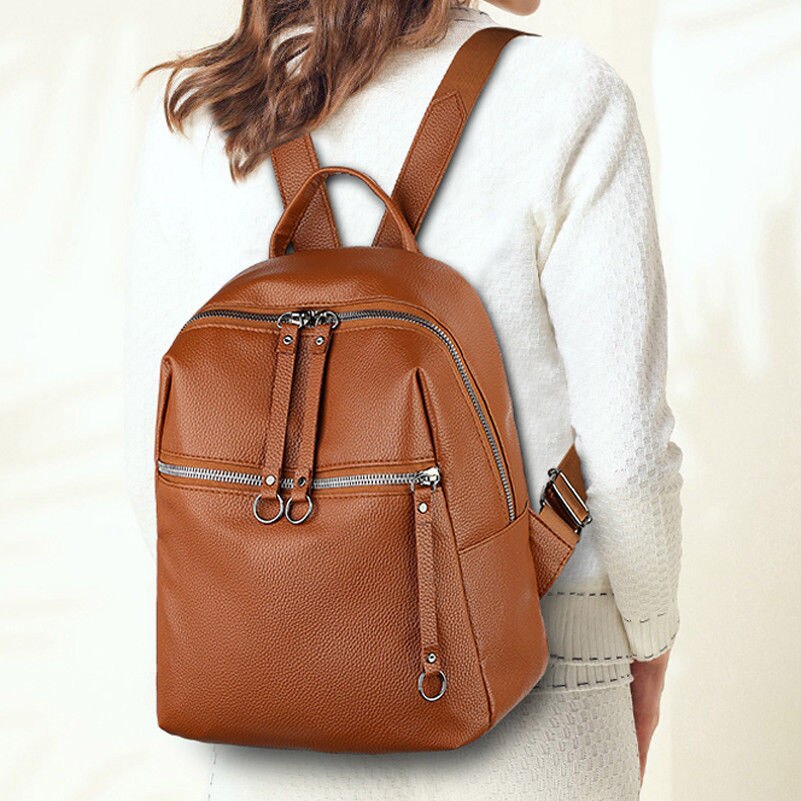 Classic vrouwen Rugzak PU Leer Mode Effen Kleur Rugzak Schoudertas