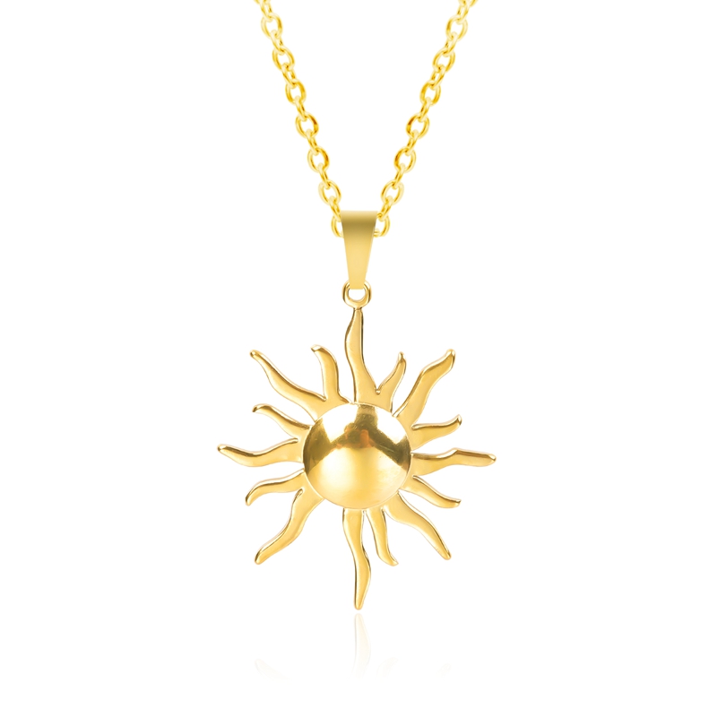 Colliers ronds avec pendentif soleil pour femmes et hommes, accessoires, bijoux d'espoir, collier en acier inoxydable, ras du cou Vintage, d'anniversaire