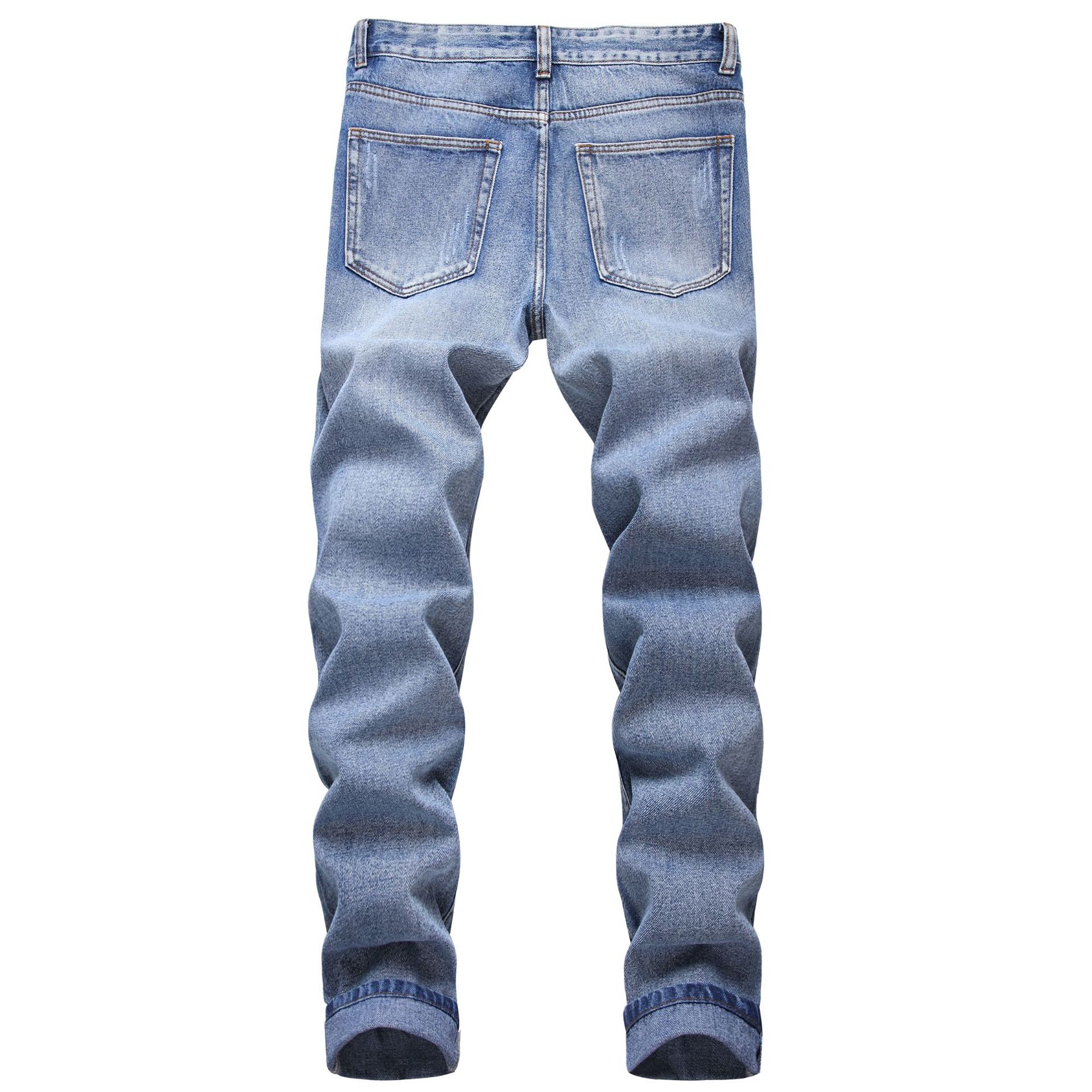 Mens Ripped Hole Jeans Casual Slim Skinny Blue Jeans para hombre Men Trousers Male Hip hop Denim Pants