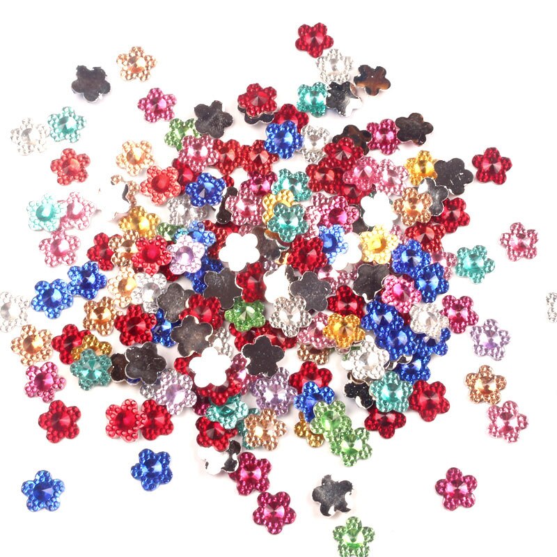 LF 500Stck Gemischt Klar Harz Kristall Dekoration Handwerk Flatback Cabochon Verzierungen Für Scrapbooking Nette Diy Zubehör: Blume   10mm