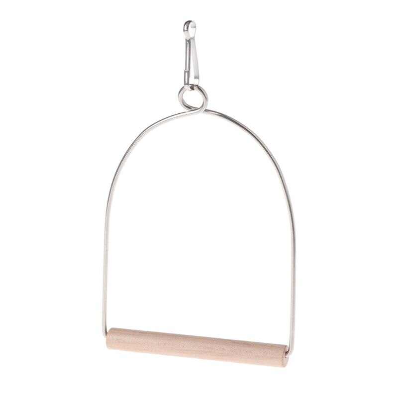 D08D Natural Wooden Pet Birds U-shaped Perch Parrots Hanging Swing Cage Toys Stand Climbing Holder Pendant for Parakeet