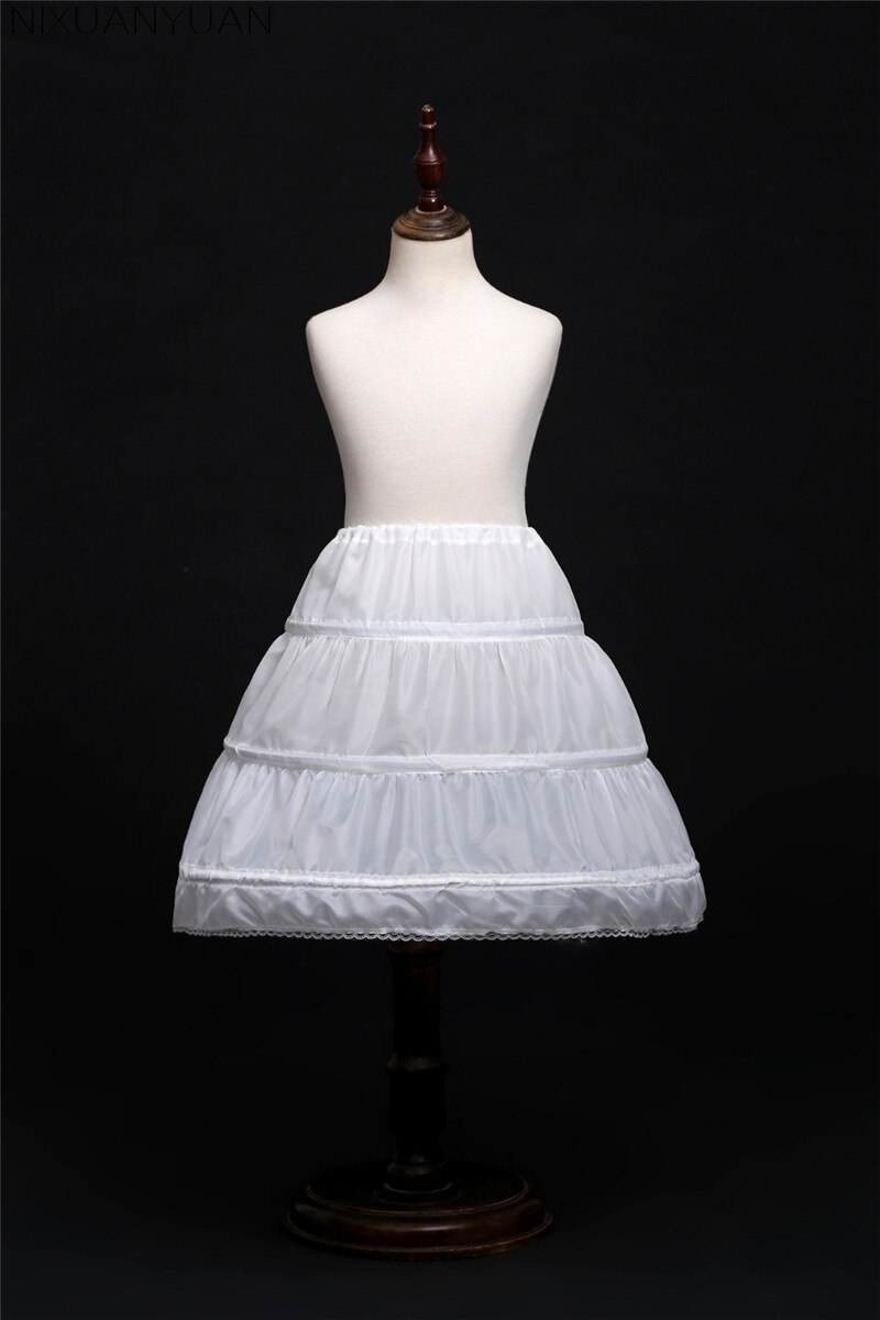 Sottoveste per bambini bianca A-Line 3 cerchi One Layer Kids Crinoline Lace Trim Flower Girl Dress sottogonna elastico in vita