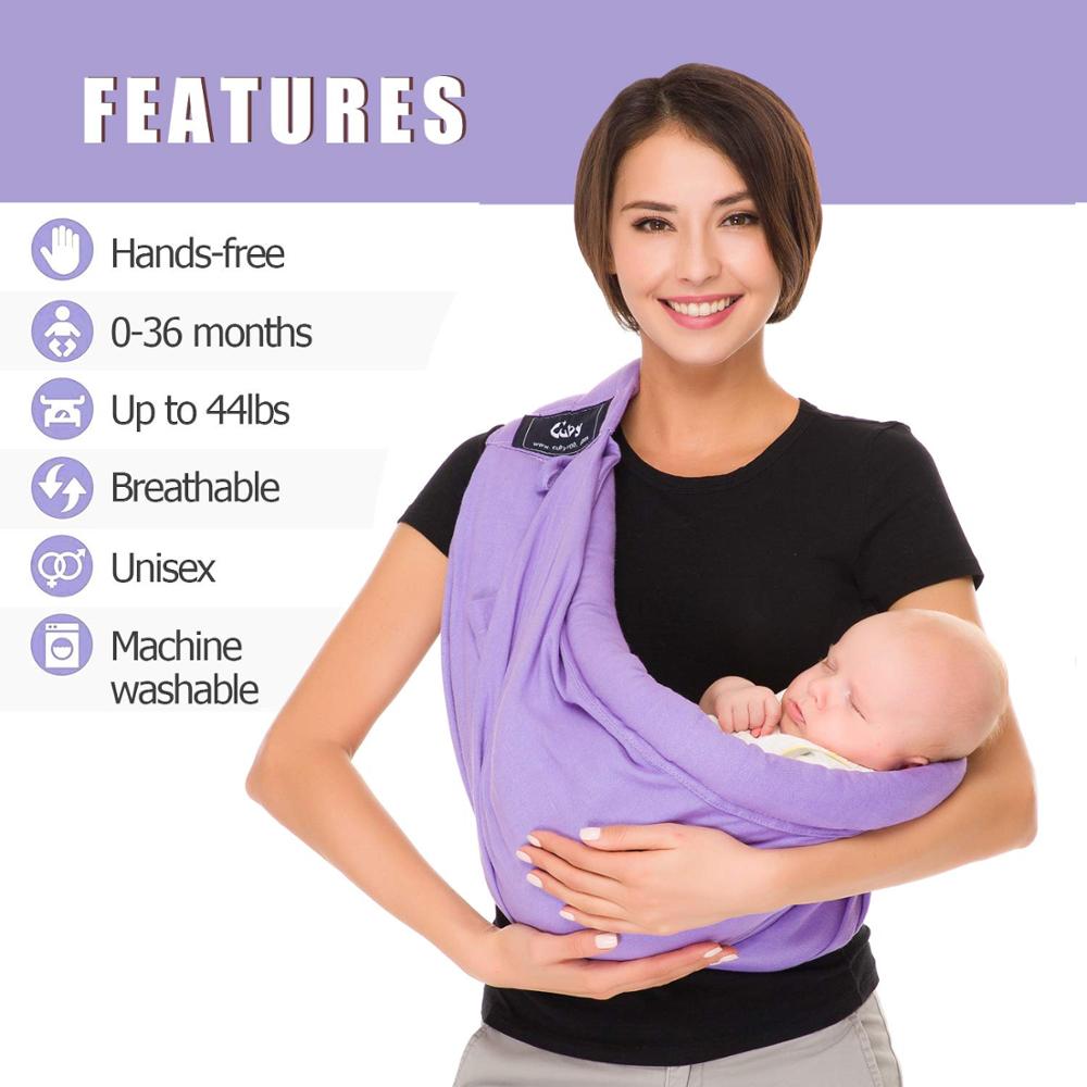 CUBY-eslinga frontal Lisa para bebé, envoltura de algodón para bebé, para la guardería suave, recién nacidos y lactancia materna, ergonomía, gastos de