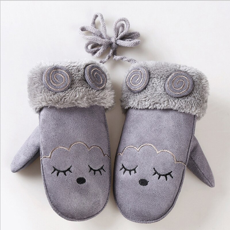 Winter warme handschoenen dikke wanten kinderen meisjes jongens twist handschoenen warme handschoenen met volle vingers karakter kinderkleding: Grijs