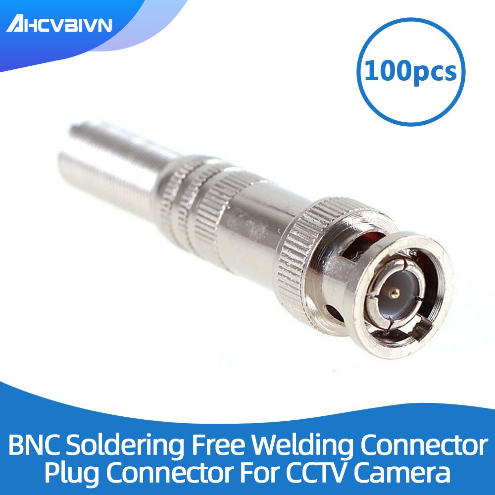 100 Stks/partij Bnc Connector Voor RG-59 Coaxical Kabel, Messing End, Krimp, Kabel Schroeven, cctv Camera Bnc Connector