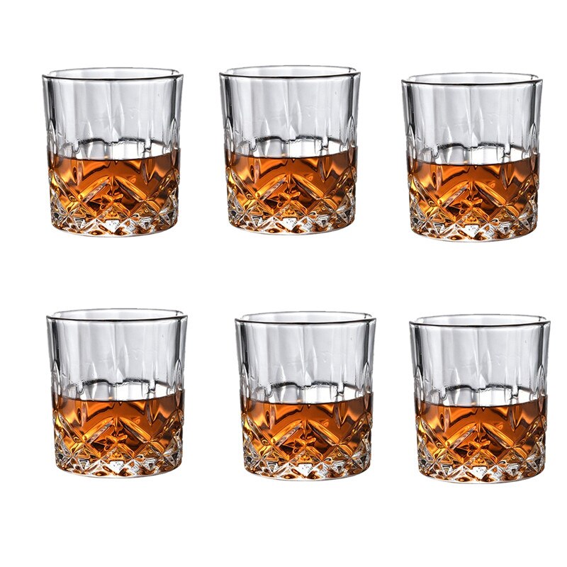 1/2/4/6Pcs Vintage Whiskey Glasses Bourbon Glass Ultra-Clear Layer Vodka Bourbon Cocktail Scottish Glass Bar: 6pcs