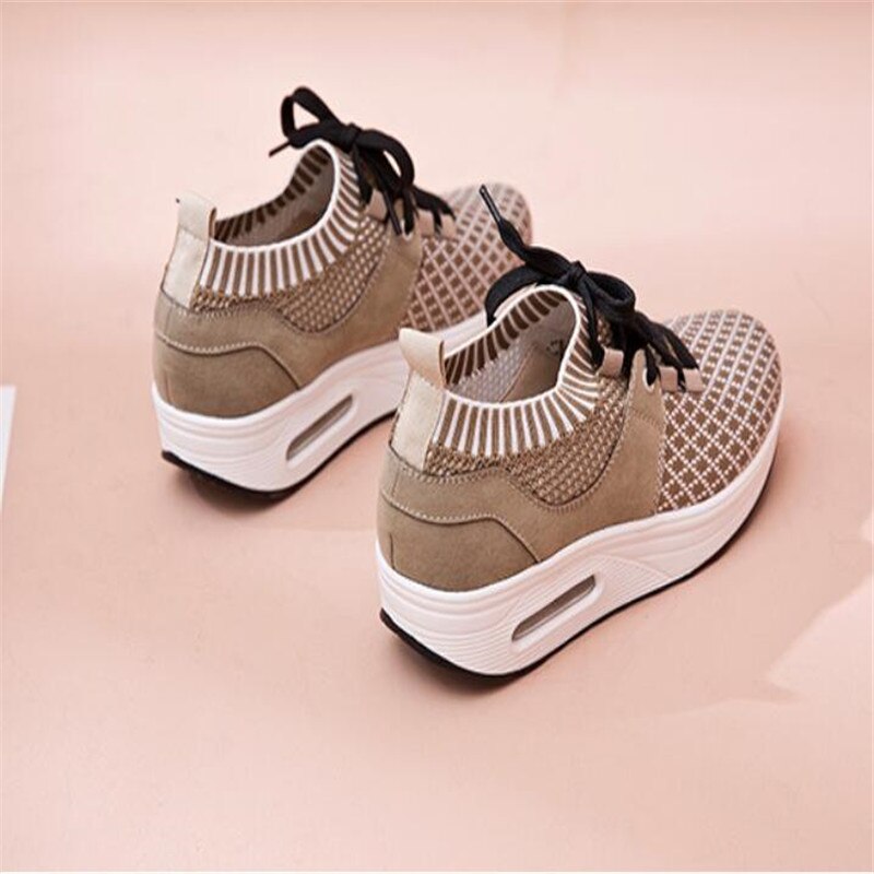 Air Cushion-Zapatillas deportivas para mujer, zapatos transpirables para exteriores, para caminar, Fitness, con cuña plana, moldeador de cuerpo