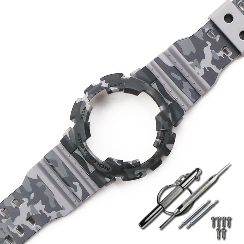 Camouflage résine bracelet montre pour hommes accessoires broche boucle sangle étui pour Casio CASIO G-SHOCK GD120GD100GA110GA100 hommes bracelet de montre: Camouflage gray