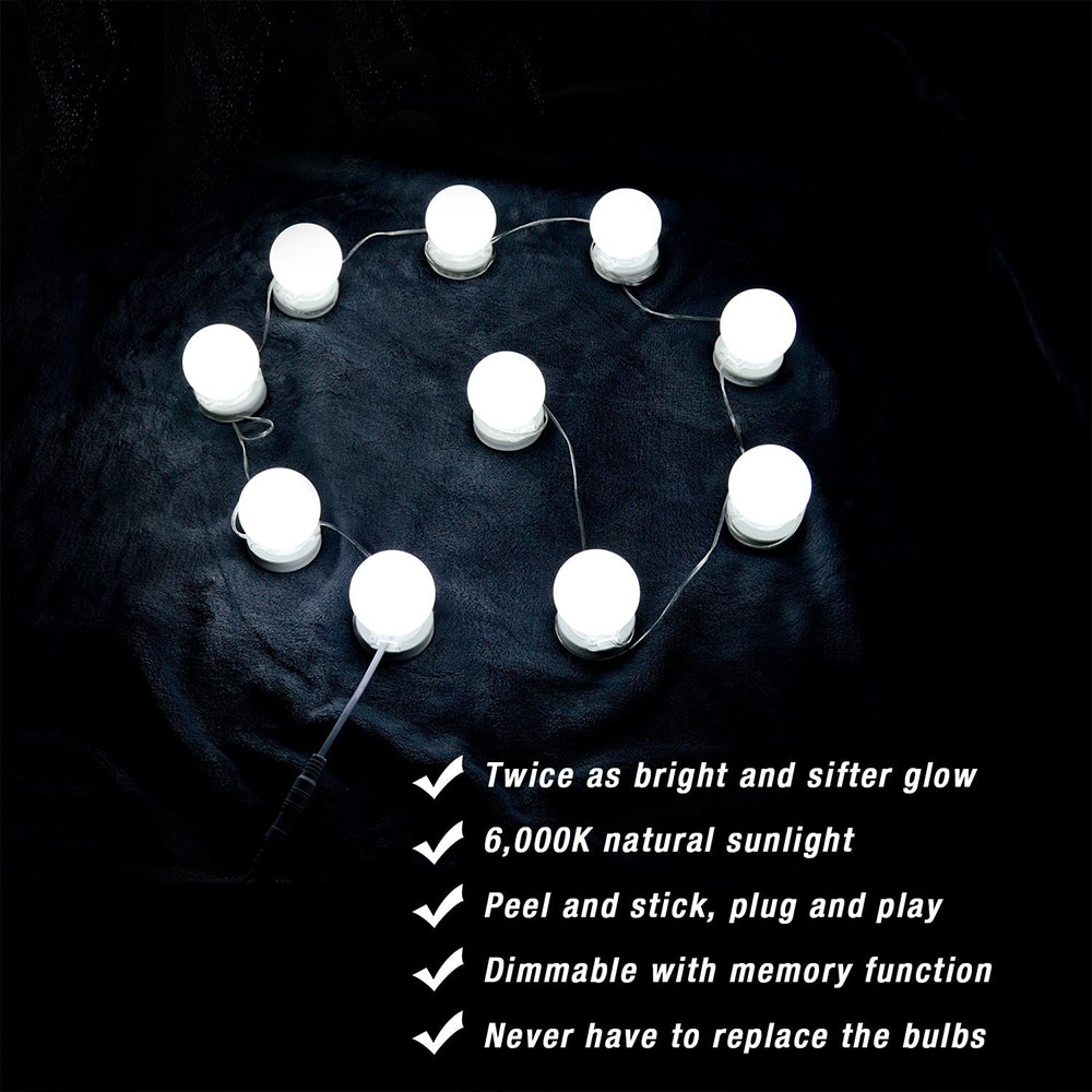 Makeup Mirror Light Bulb Stepless Dimmable Hollywood Cosmetic Mirror Light 12V Led Bulb 2pcs/ 6pcs/ 10pcs/ 14pcs Light Bulbs