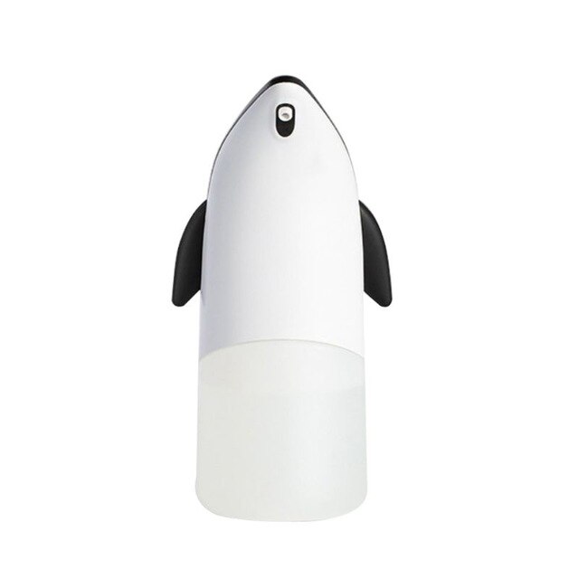 Bonito pingüino automático de inducción lavadora de mano espuma dispensador de jabón 0,8 s inducción infrarroja para la familia del bebé Smart Home Cocina: Black