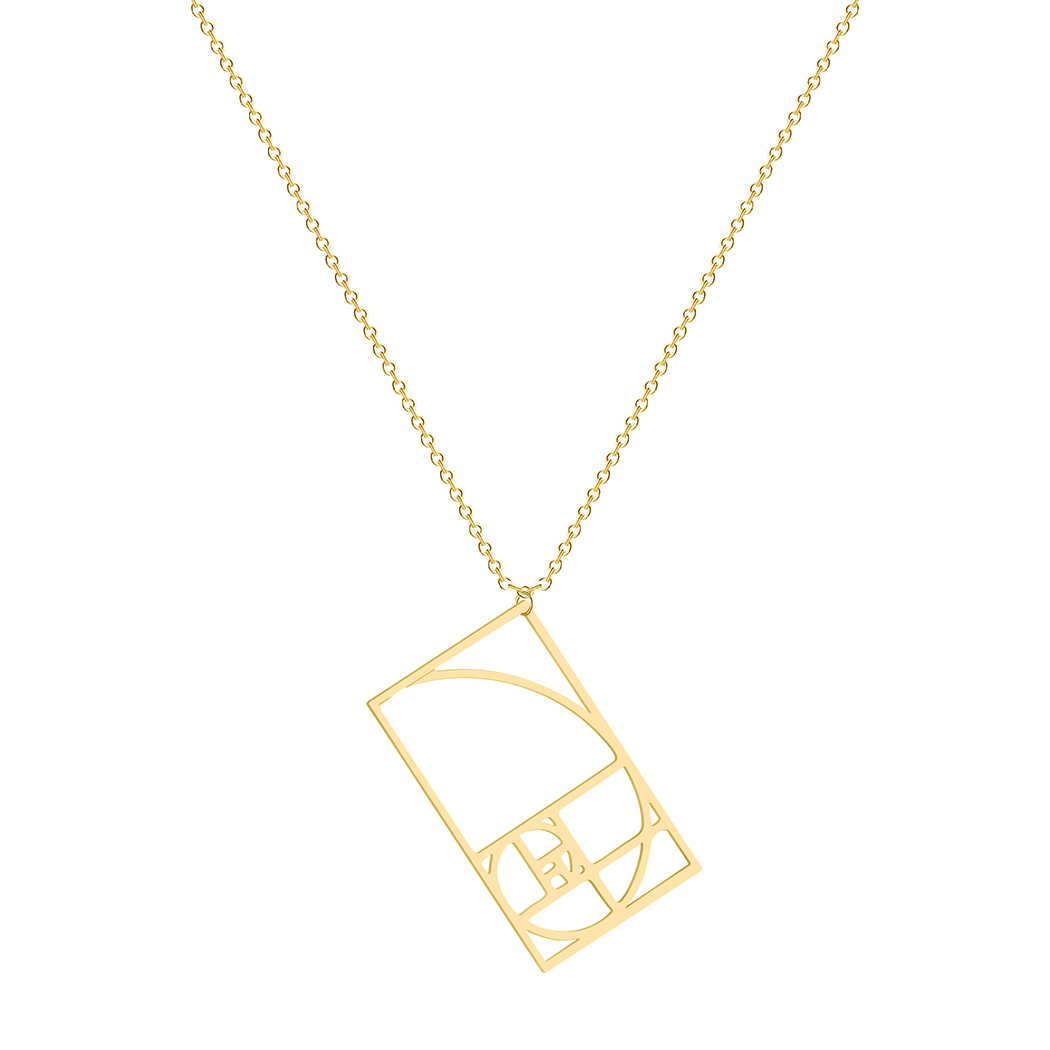 QIAMNI Fibonacci Spiral Circle Triangle Golden Ratio Geometry Pendant Necklace Stainless Steel Women Choker Science Jewelry