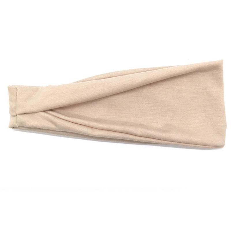 Banda para la cabeza de algodón para mujer, bandas para el cabello a la para mujer, turbante liso, diadema tejida torcida, accesorios para la cabeza anudados: Champán