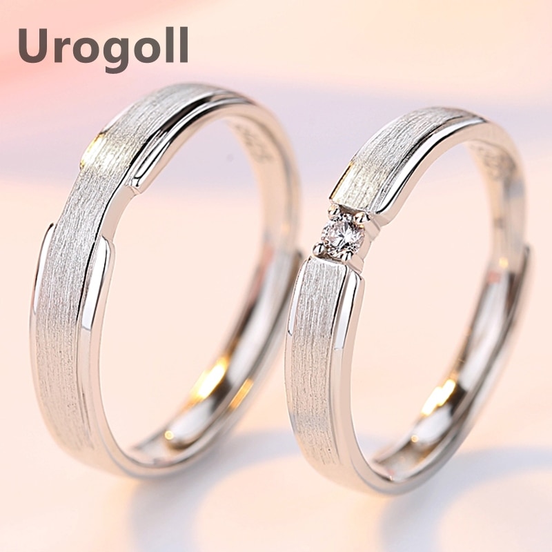 Rings 925 Sterling Silver Rings Wedding Zircon Drill Ring Jewelry Frosted Brushed Couple Ring Birthday