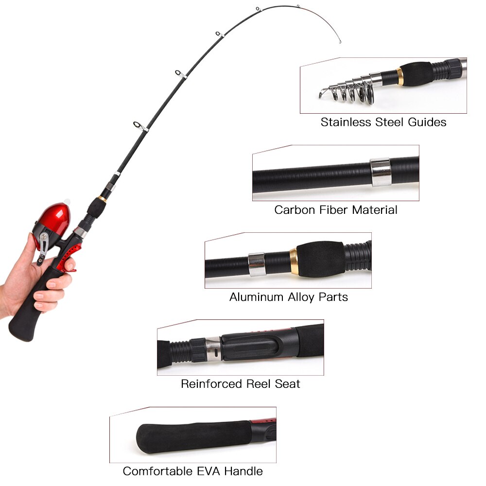 bambini pesca asta e bobina Combo pieno kit 1.6m telescopico pesca asta bobina impostato con pesce approdo rete ganci affrontare scatola Deposito Borsa