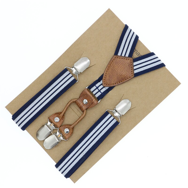 Baby drenge børn seler skjold stribet læder 3 clip-on elastiske justerbare seler stropper tøj tilbehør fritidstøj: 8