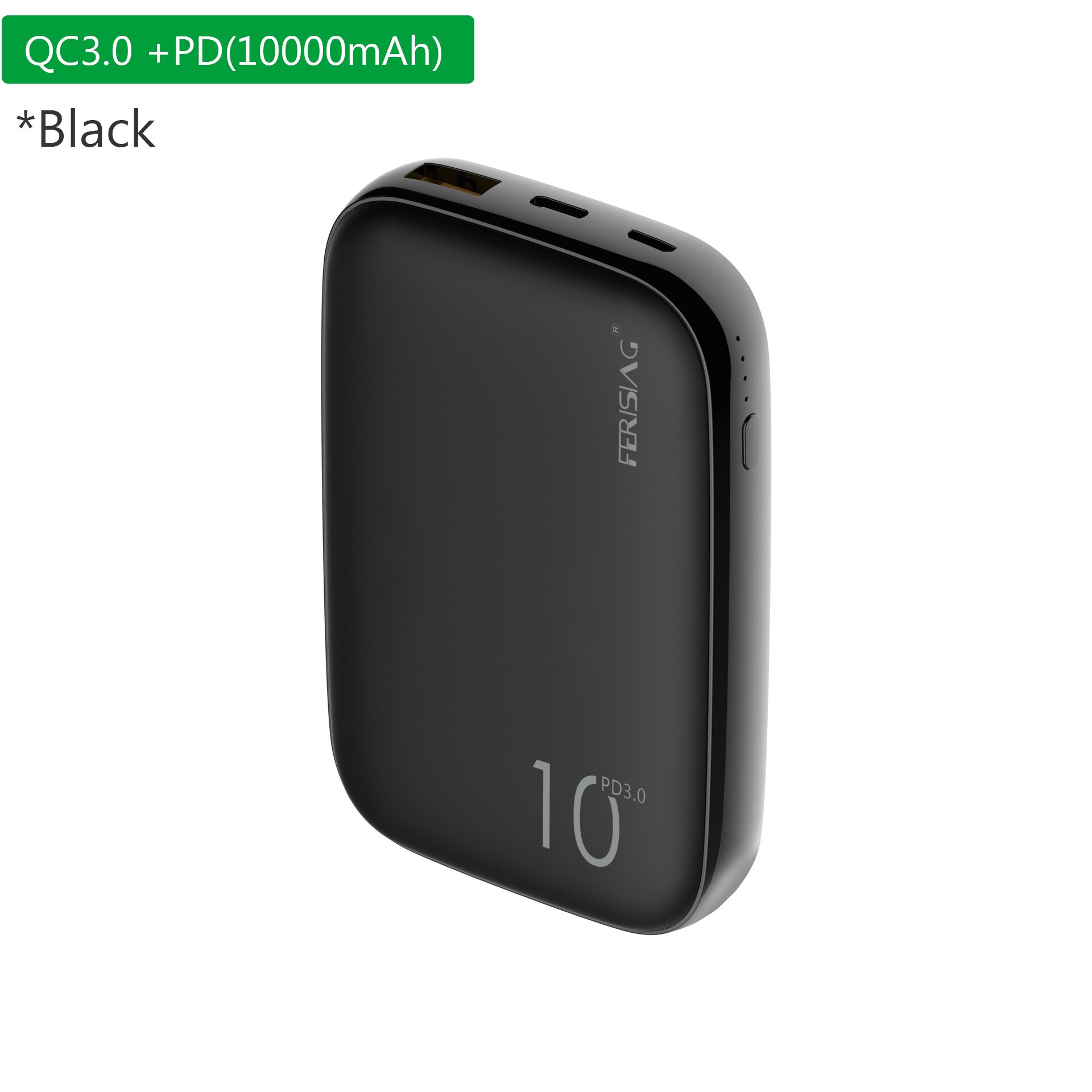 Ferising Pd Power Bank 10000 Mah Draagbare Externe Batterij Oplader Usb Type C Qc 4.0 3.0 10000 Mah Voor Xiaomi mi Powerbank Banken: Black 18W QC3.0 PD