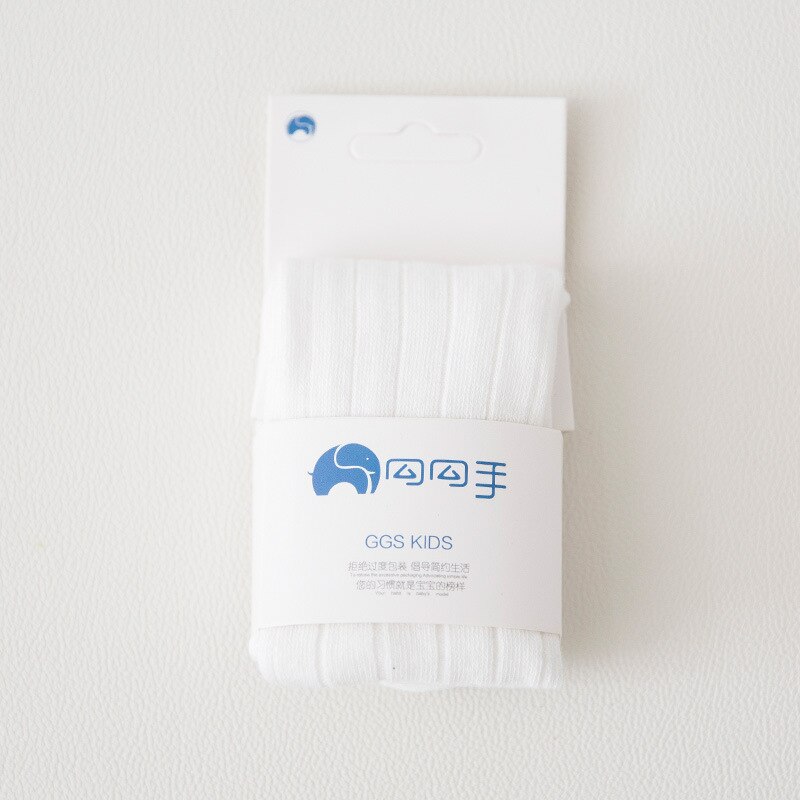 Collants à rayures larges en coton pour filles, en tricot pour enfants, serré, couleur Pure, hiver: WHITE / S