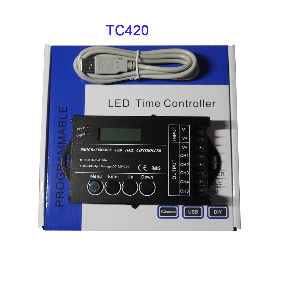 Zeit programmierbare RGB LED Controller DC12V/24 V 5Channel Insgesamt Ausgang 20A Gemeinsame Anode ProgrammableTC420/ TC421