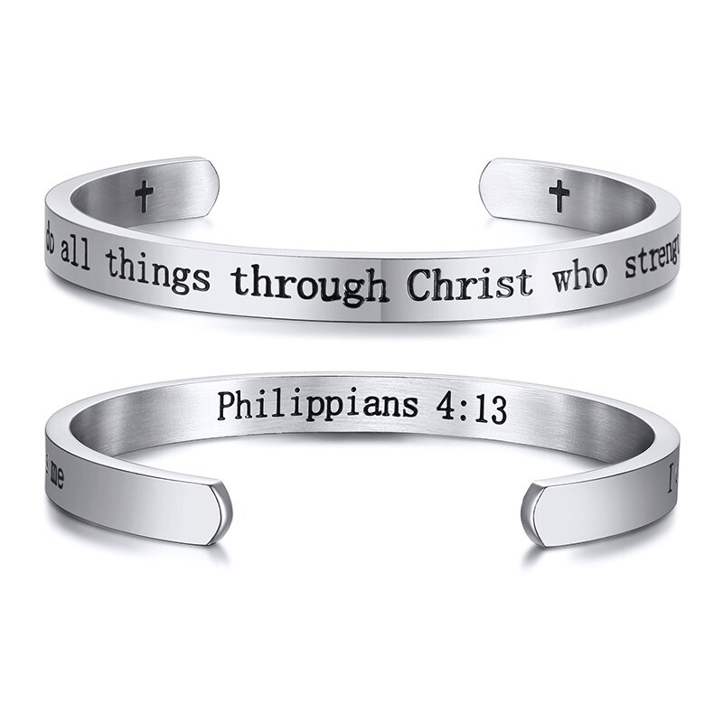 Jean 3:16 verset de la Bible Bracelet chrétiens pour hommes femmes étude de la Bible bijoux religieux pour dieu tant aimé le monde 56MM: 384S-2